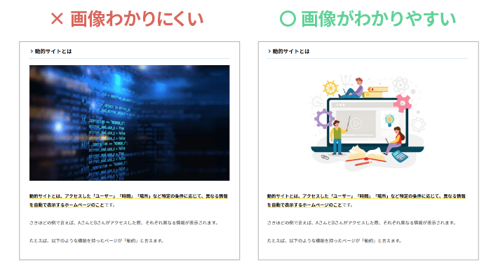 画像が分かりにくいと分かりやすいの例
