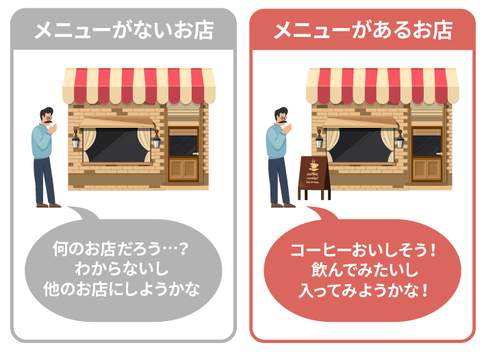 入口にメニューがあるお店とないお店