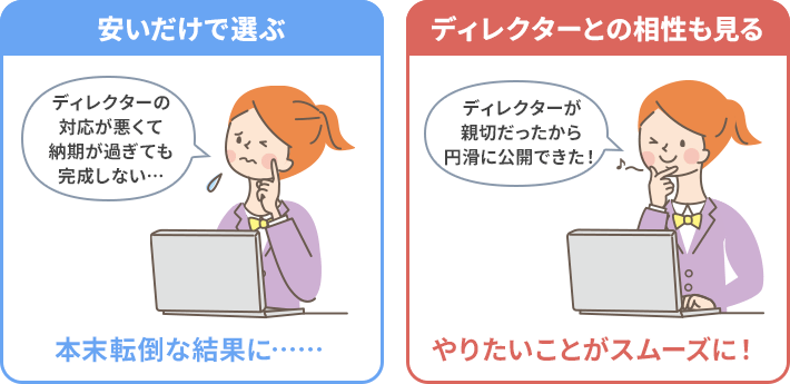 Web制作会社は安いだけで選ぶのではなく、ディレクターとの相性も見る
