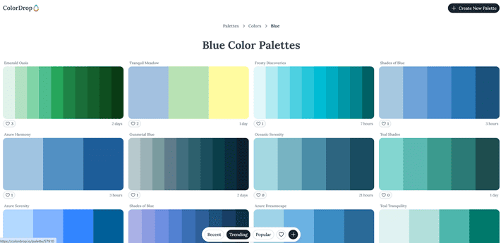 ColorDropで「blue」と検索した画面