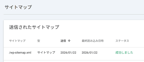 送信されたサイトマップファイル