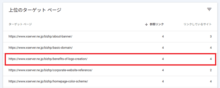 調べたいURLをクリック