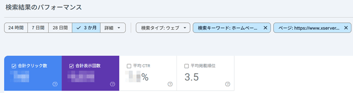 平均掲載順位を確認