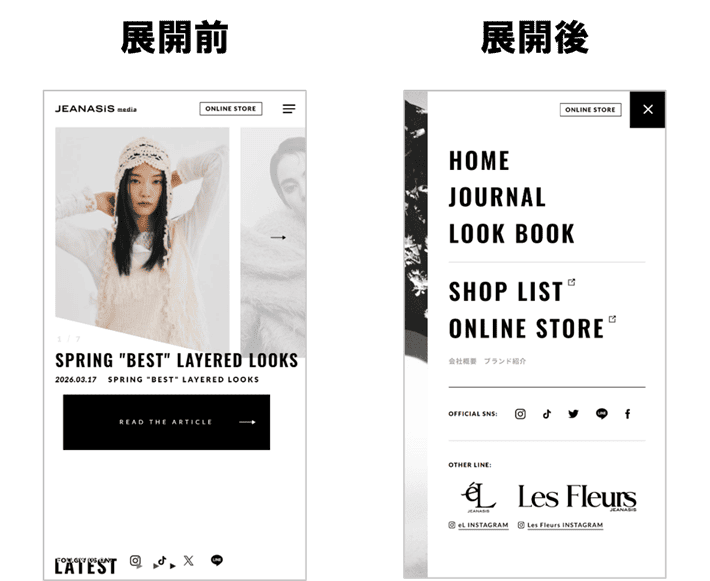 JEANASISのハンバーガーメニュー