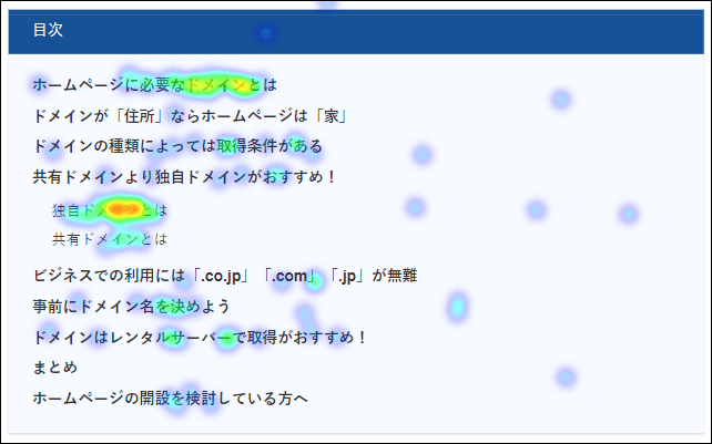 記事の目次のクリック分析