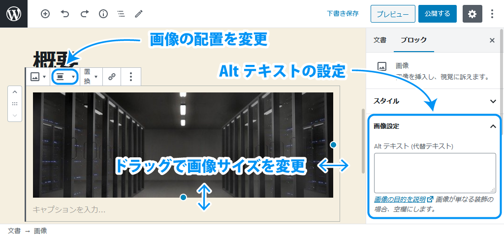 エディタ上に画像が表示される