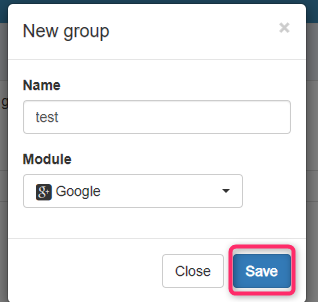 「Name」にグループ名を記入して、「Save」をクリック