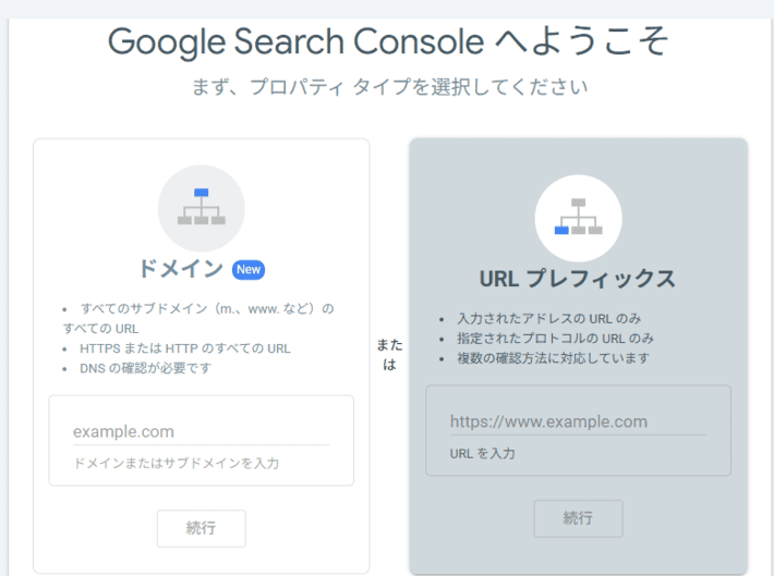URLプレフィックスを選び、ブログやサイトのURLを入力