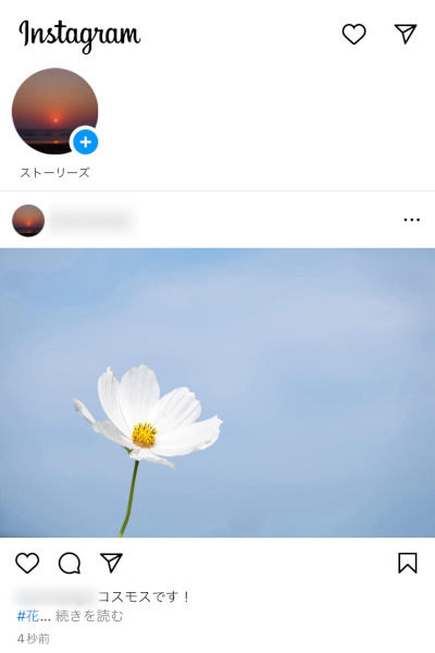 画像:インスタグラムへの投稿-投稿完了