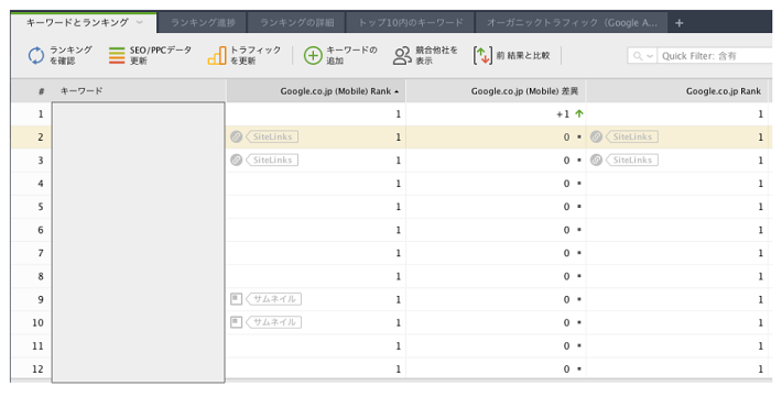 画像：Rank Trackerのスクショ