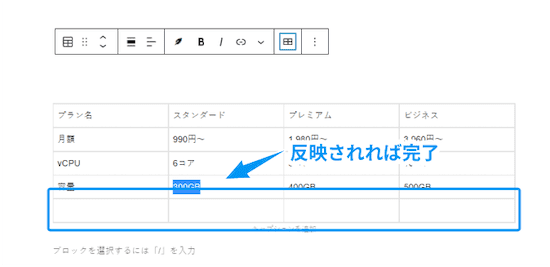 行が追加されれば完了です