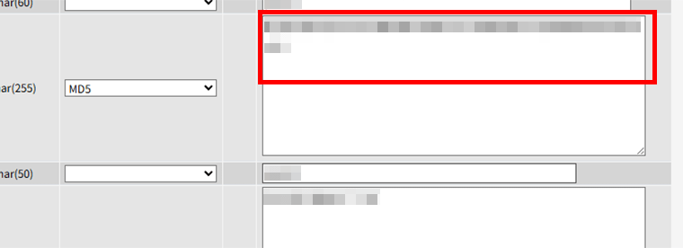 画像:phpmyadminで新しいパスワードを入力