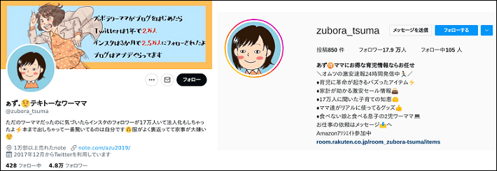 画像:あずさんのTwitterとインスタグラム
