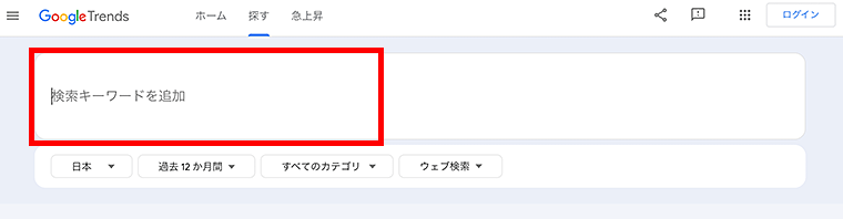 画像:Googleトレンドで検索キーワードを入力