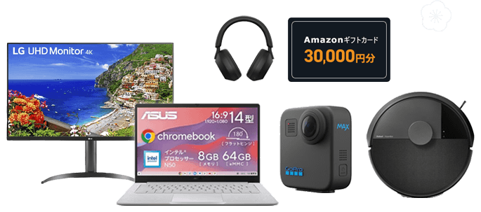 ASUS �Ρ��ȥѥ�����LG 4K��˥�����SONY �磻��쥹�إåɥۥ�GoPro MAX��Roomba 105 Combo + AutoEmpty ���ť��ơ������Amazon���եȥ�����(30,000��ʬ)