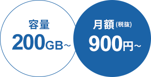 容量200GB〜 月額(税抜)900円〜