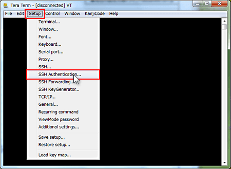 Tera Term SSH Authenticationメニュー