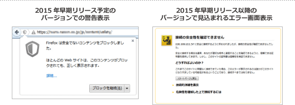 Firefoxでの警告表示