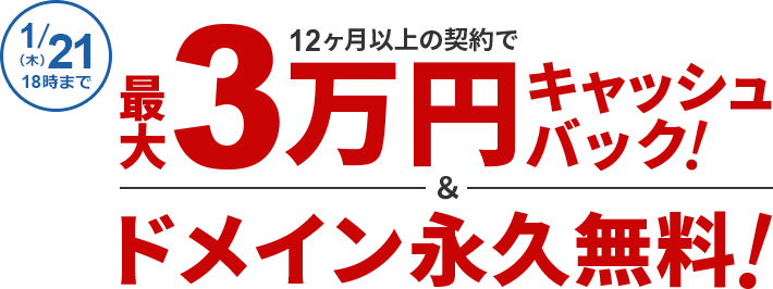 1/21�ޤǡ�12����ʾ�η���Ǻ���30,000�ߤ򥭥�å���Хå����ʵ�̵�����ȼ��ɥᥤ�����ʤ�1�ĥץ쥼���