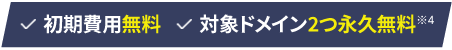 初期費用無料・対象ドメイン2つ永久無料